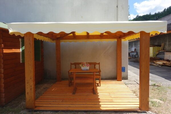 Gazebo in lamellare 3x3 a quattro acque