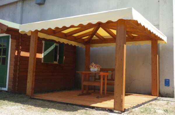 Gazebo in lamellare 3x3 a quattro acque